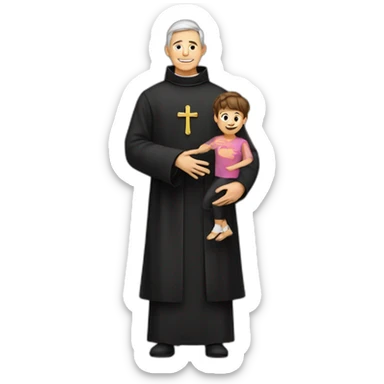 A priest with a child sticker
