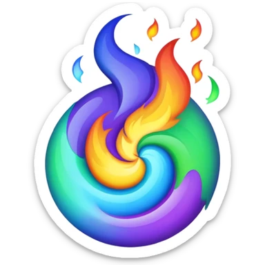 green blue and purple fire sticker