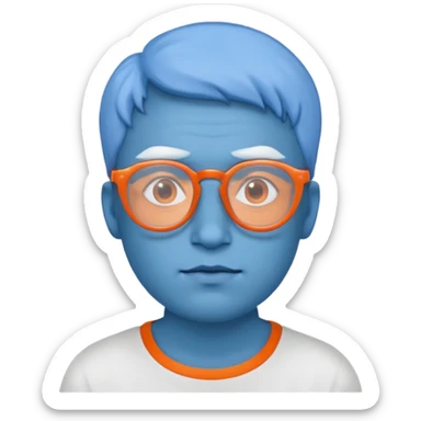 blue skinned orange glassed sticker