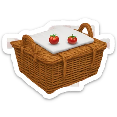 Wicker Picnic basket on a red and white plaid blanket sticker