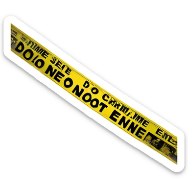 yellow and black tape saying "crime scene do not enter" sticker