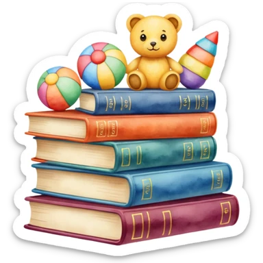 watercolor books and toys sticker