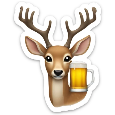 deer drinking beer sticker