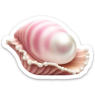 Pink ocean shell with pearl sticker