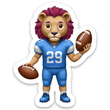 blue color lion wearing american football jersey sticker