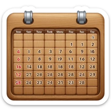 calendar wood sticker