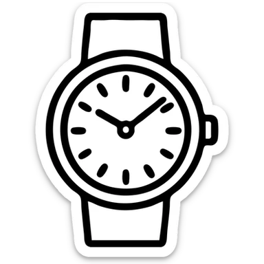 watch, simple outlined icon style, crisp black lines, no fill sticker