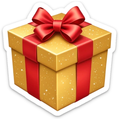 gift box with a bow, surrounded by sparkles sticker
