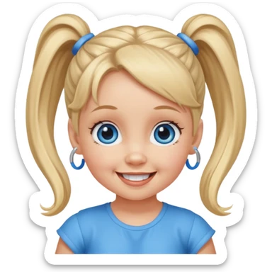Baby Spice with blue eyes, ponytails hair sticker