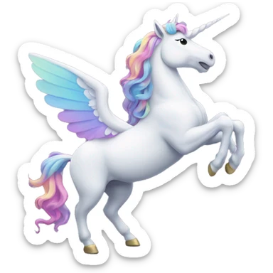 A unicorn with wings lifts its front foot at 45 degrees. sticker