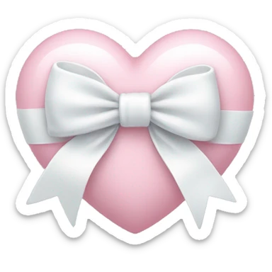 Pastel pink heart with white bow sticker