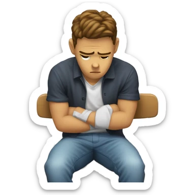 Estudiante triste con una F en examen q tiene en su mano  sticker