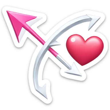 Silver Bow with pink arrow shooting white lightning bolts at a red heart sticker