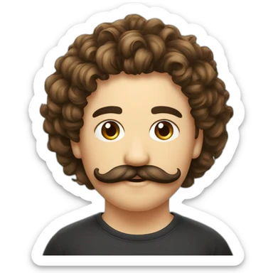 Métisse cheveux court bouclé moustache et bouc sticker