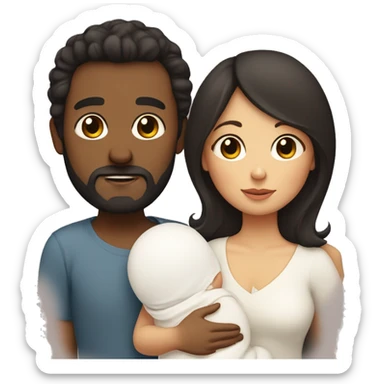 one newborn with dark haired mother & bearded father, all white skin sticker
