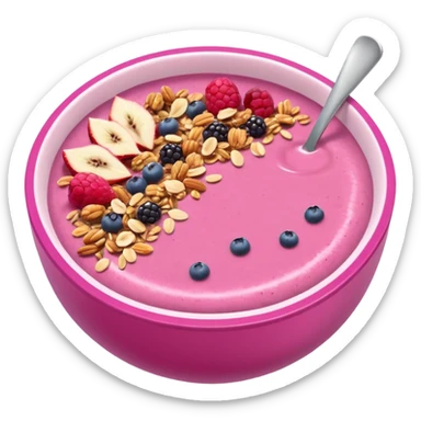 Pink smoothie bowl with granola sticker