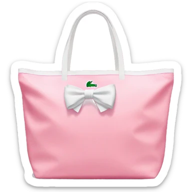 pink lacoste tote bag with one white bow on left side of the bag  sticker
