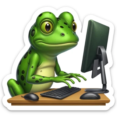 frog png with desktop computer works deeply sticker