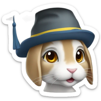 Ukrainian rabbit student in a square academic cap sticker