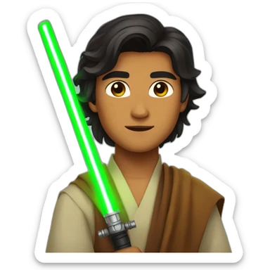 Ezra bridger long hair with green lightsaber sticker
