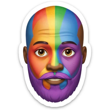  Gay African Man with rainbow skin with beard and bald head  sticker