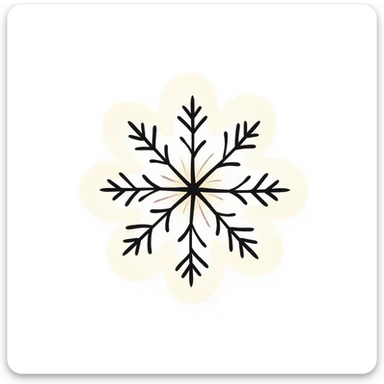 A detailed snowflake in pastel colors (dd9fb0, ffc6d3, a3bfc9, c4bee2, f1b091), hand-drawn doodle style sticker