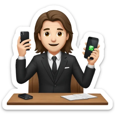 office-boss-suit-excited-phone-desk-long-haired-man sticker