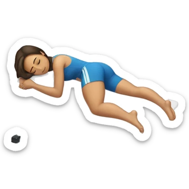 brunette girl sleeping in the gym sticker