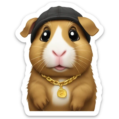 rapper guinea pig with a gold chain sticker