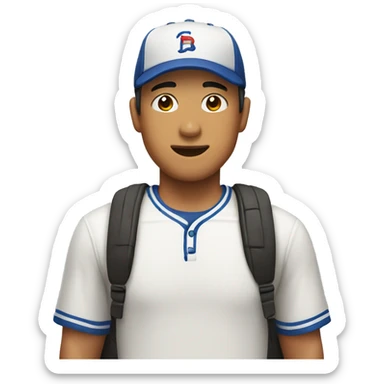 asian man wearing baseball hat sticker