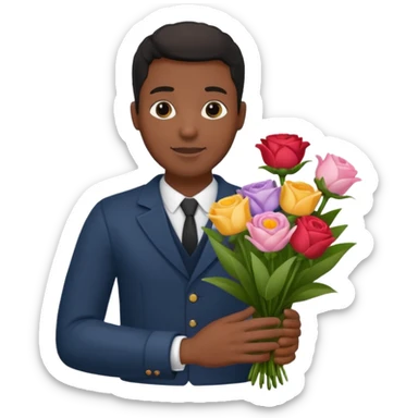 Black Male hand give a bogue of flowers sticker