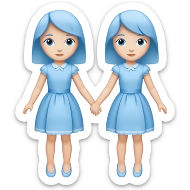 bonequinhos de papel azuis de mãos dadas sticker