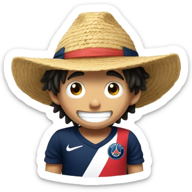 Luffy with psg jersey sticker