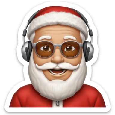 santa klaus with sunglasses with big smile with headphones sticker