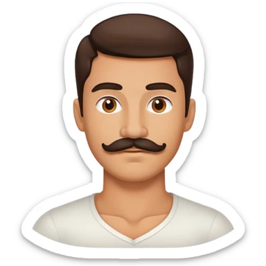 Hot brunette guy with a mustache sticker