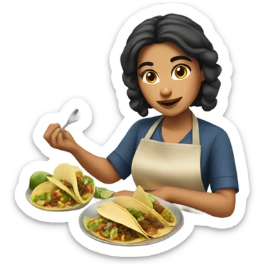 Mexican girl cooking tacos sticker