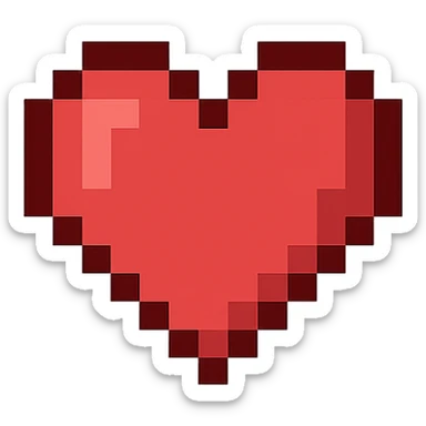 Create a pixel art heart in the smallest size, representing the first frame of a beating animation, with no background. The style should clearly reflect pixel art characteristics. sticker