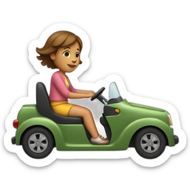 Girl driving a dog sticker