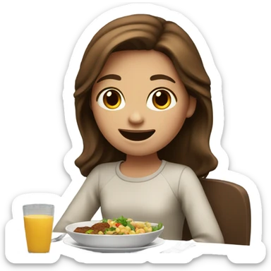 Brown hair Girl dinner sticker