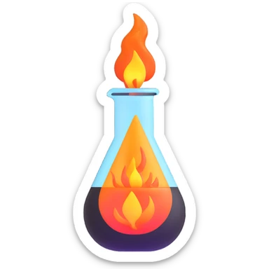 beaker with fire and steam, exothermic reaction sticker