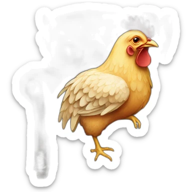 Chicken sitting on a couch drinking beer sticker