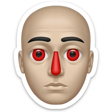 Super idol with only half of his face being visible and he has no eyes but halfway through appears 2 red dots as eyes and super idol is a Cold War (if it was Iraq) color and the background is pitch black  sticker