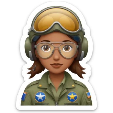 A female pilot with medium skin and tied-back brown hair sticker