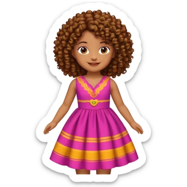 Crie uma boneca morena com cabelo cacheado sticker