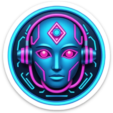 neon cyberpunk-themed icon representing artistic talent sticker