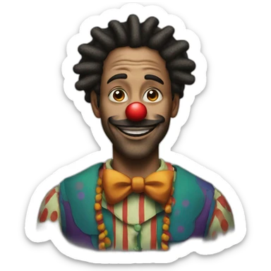 a man with dreadlocks and painted as a clown sticker