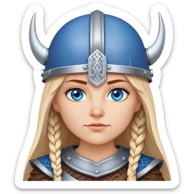 vikinga rubia con ojos celestes y casco sticker
