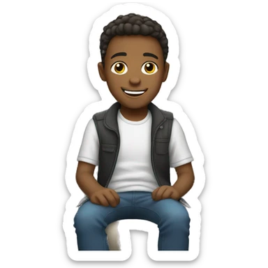 smiling boy in car interior sticker