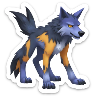 Edgy Colorful Digimon-Fakemon-Wolf full body sticker