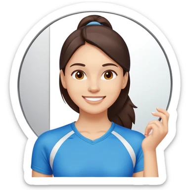  brunette woman in sport clothes looking in the mirror and smiling sticker